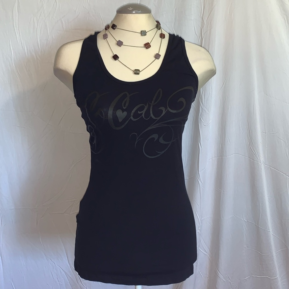 So Cal grunge tank with lace & angel wings